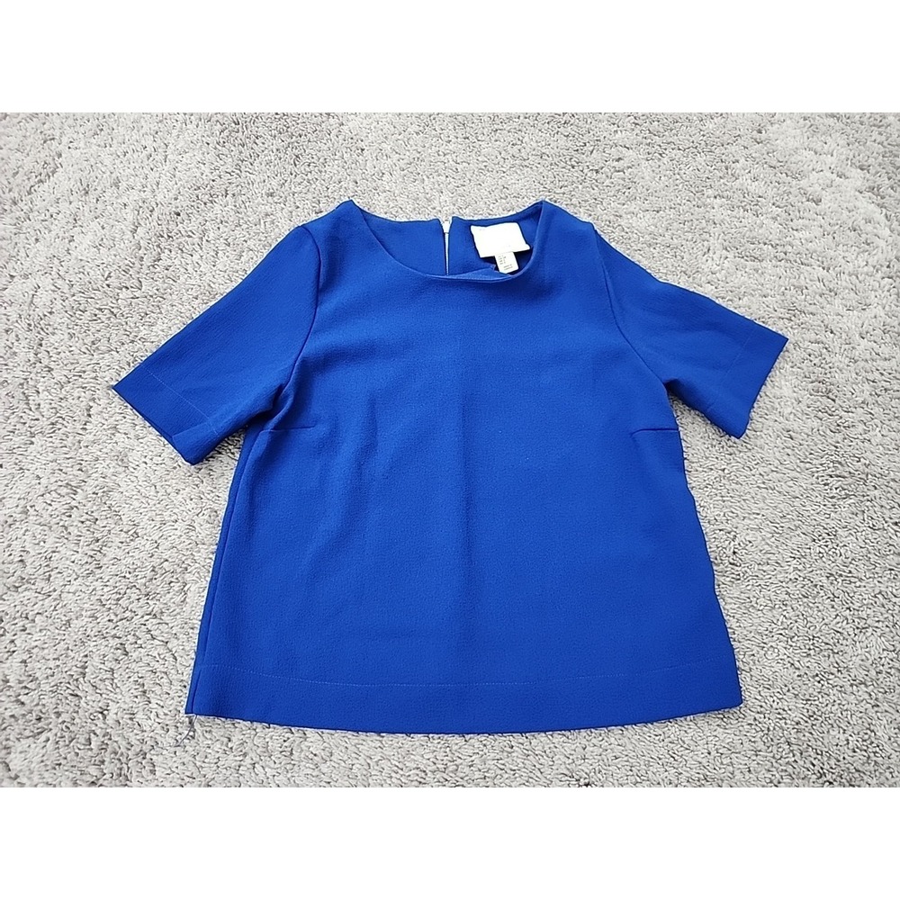 Mercer & Madison Blouse Womens S Blue Short Sleeve Office Career Made in Canada